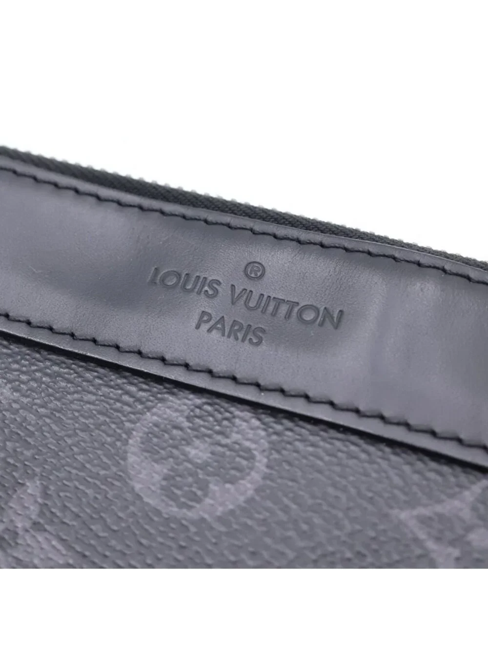 Louis Vuitton Monogram Eclipse Pochette Discovery Leather Clutch Black